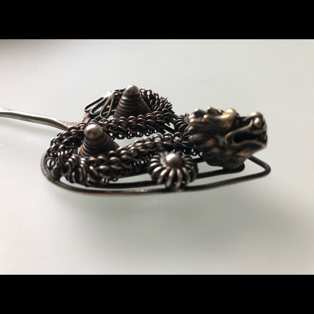 Vintage Chinese Hairpin Silver With Dragon